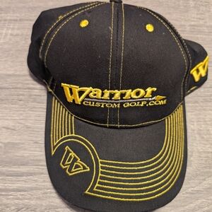 Warrior Custom Golf Club Hat Black Stitched Black Yellow Adjustable Cap Hat